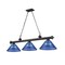 Z-Lite Cordon 3 Light Billiard, Matte Black & Dark Blue 2306-3MB-ARDB - alternate 1